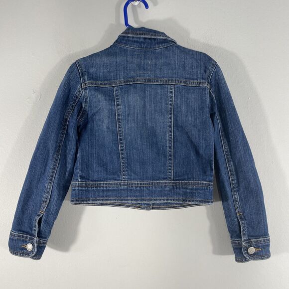 Old Navy Girls Blue Denim Jean Trucker Jacket Long Sleeve Size XS Pockets Casual - Picture 2 of 8